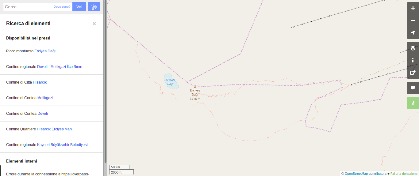 Erciyes Dağı query in OSM