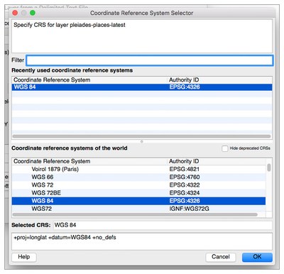 QGIS Coordinate Reference System Dialog