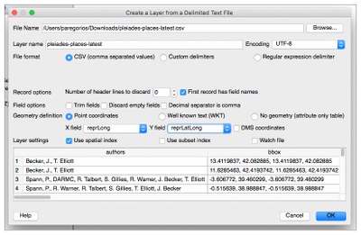 QGIS Create Delimited Text Layer Dialog