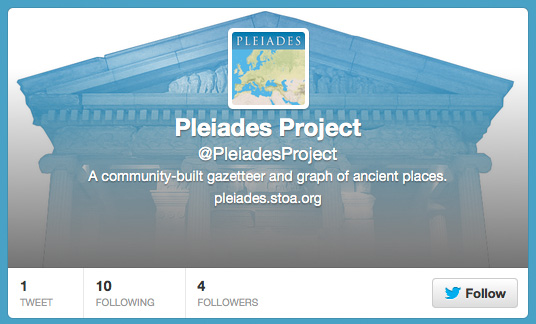 Pleiades is now on Twitter